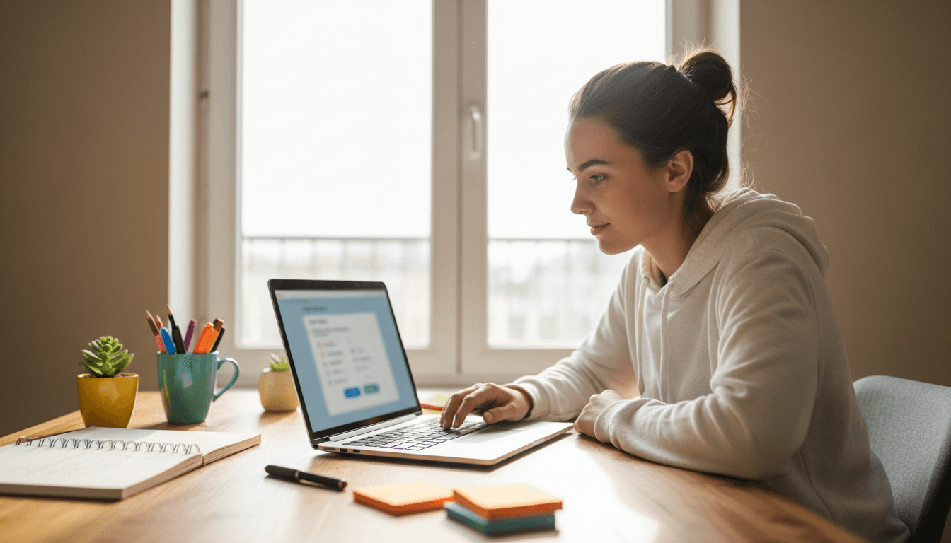 Student taking a full-length mock test on laptop